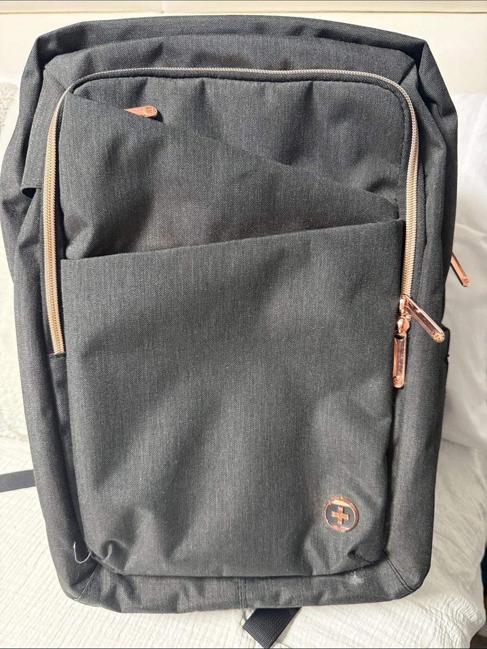 Used Black women Backpack with Rose Gold Accents